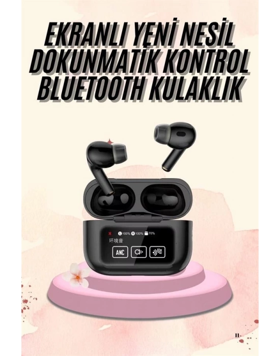 ® Kulak İçi Bluetooth Kulaklık Ekranlı Müzik Dinleme Çağrı Cevaplama Siyah