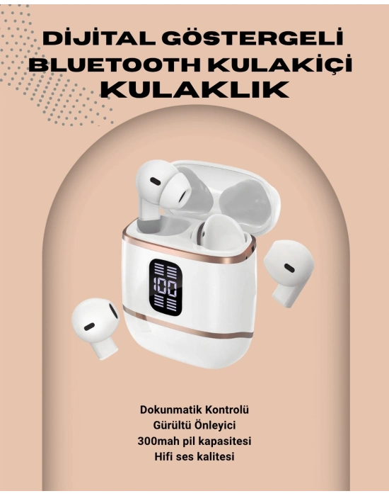 ® Kulakiçi Bluetooth Kulaklık V5.3 – 4’lü Set, Dijital Ekranlı, Gürültü Engelleme