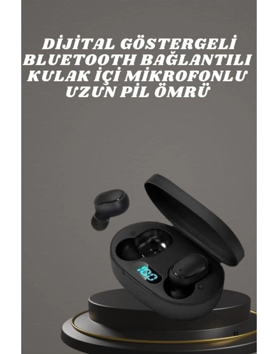 ® Kulaklık Dijital Göstergeli Bluetooth Bağlantılı Kablosuz Kulak İçi Mikrofonlu Dokunmatik Kontrol