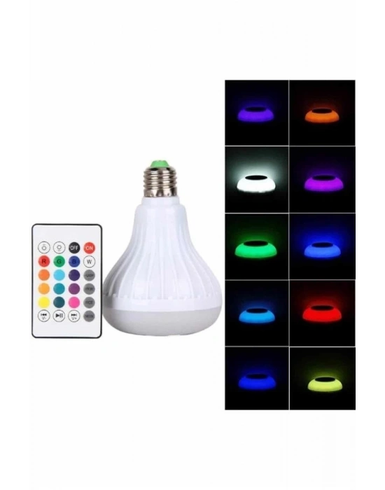 ® Kumandalı RGB Led Işık Bluetooth Hoparlör Ses Lambası Renkli Ampul