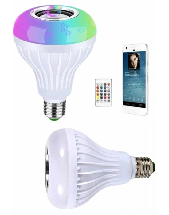 ® Kumandalı RGB Led Işık Bluetooth Hoparlör Ses Lambası Renkli Ampul