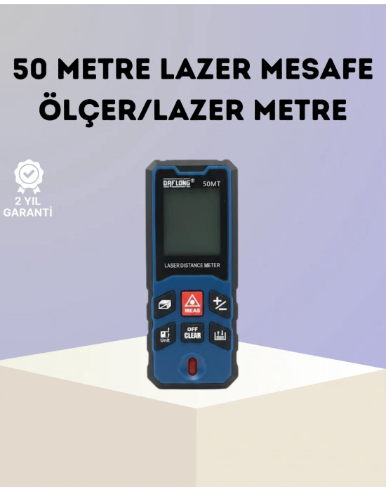 ® Lazer Metre 50 MT Hassas ve Hızlı Ölçüm Özellikli