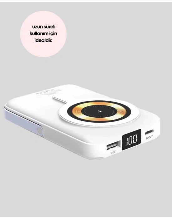 LCD Göstergeli Manyetik Powerbank Type C USB Girişli