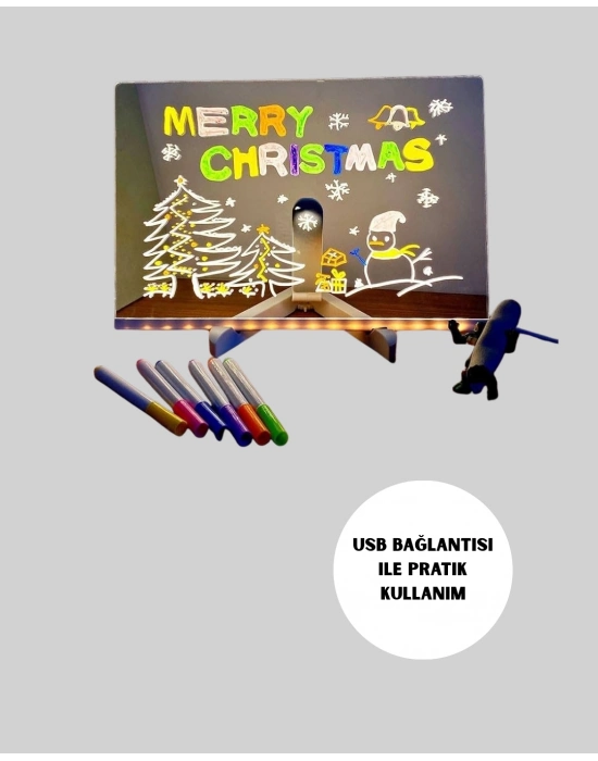 ® LED Işıklı Akrilik Yazı Tahtası Renkli Kalem Setiyle