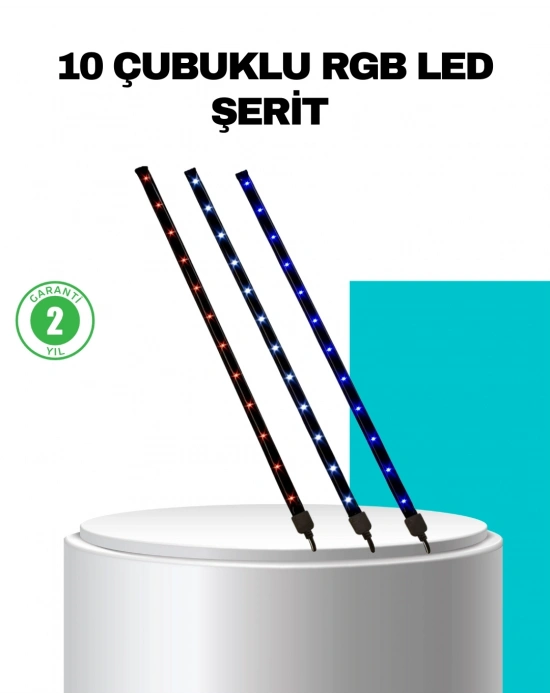 LED Meteor Yağmur Işığı 10 Adet Çubuk Kayan Yıldız Efektli