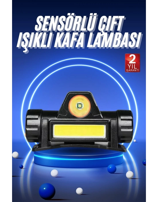 Ledli Şarjlı Kafa Lambası LED Şarjlı Su Geçirmez Kafa Feneri