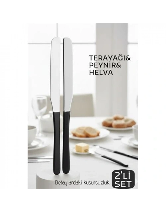 ® Lüks Seri 2li Tereyağı ve Peynir Bıçağı Seti - Paslanmaz Çelik & Ergonomik Silikon Saplı 16 cm 719999