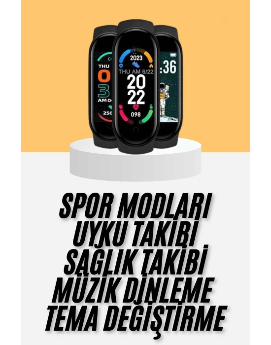 ® M6 Akıllı Bileklik Siyah Adımsayar Spor Takibi Android ve İOS Uyumlu