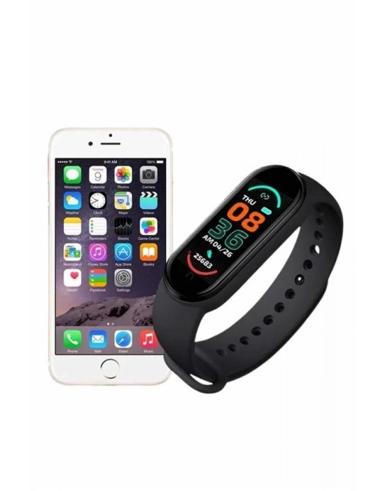 ® M6 Akıllı Bileklik Siyah Adımsayar Spor Takibi Android ve İOS Uyumlu
