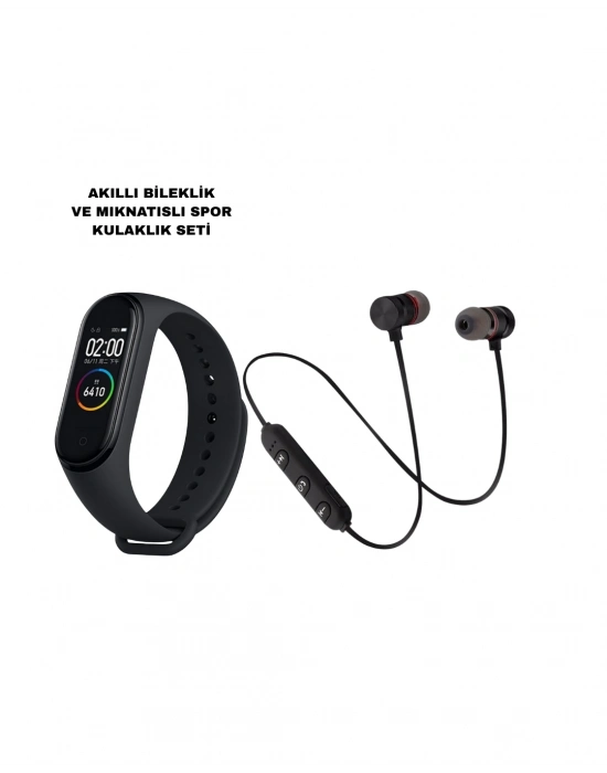 ® M6 Akıllı Bileklik ve Bluetooth Spor Kulaklık 2’li Set