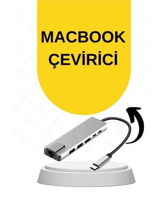 ® Macbook Pro/air Uyumlu USB Type-C 8 In 1 Hub Dönüştürücü Çevirici Çoklayıcı USB Hdmı Micro Sd 8 Girişli