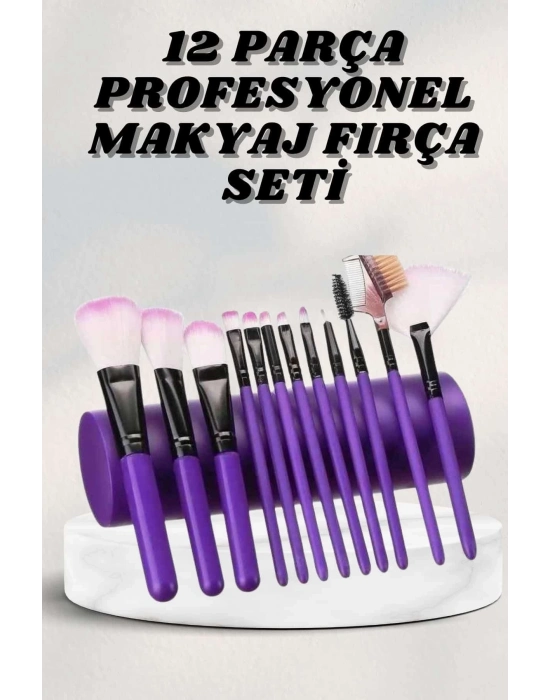 ® Makyaj Fırçası 12 Parça Set Yumuşak Uçlu Göz Makyajına Uygun Hafif ve Taşınabilir Çanta