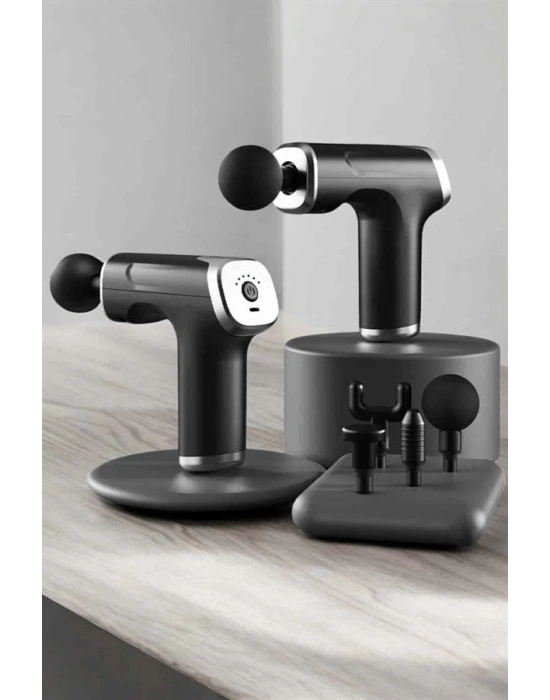 ® Masaj Tabancası 4 Başlıklı Kas ve Vücut Ağrıları İçin Şarjlı Darbeli