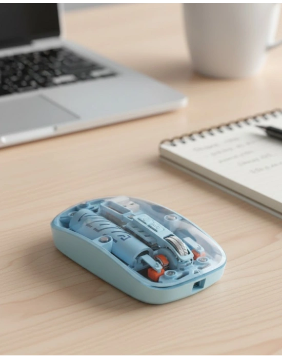 ® Mavi Kablosuz Mouse Bluetooth ve USB Çift Mod Bağlantılı