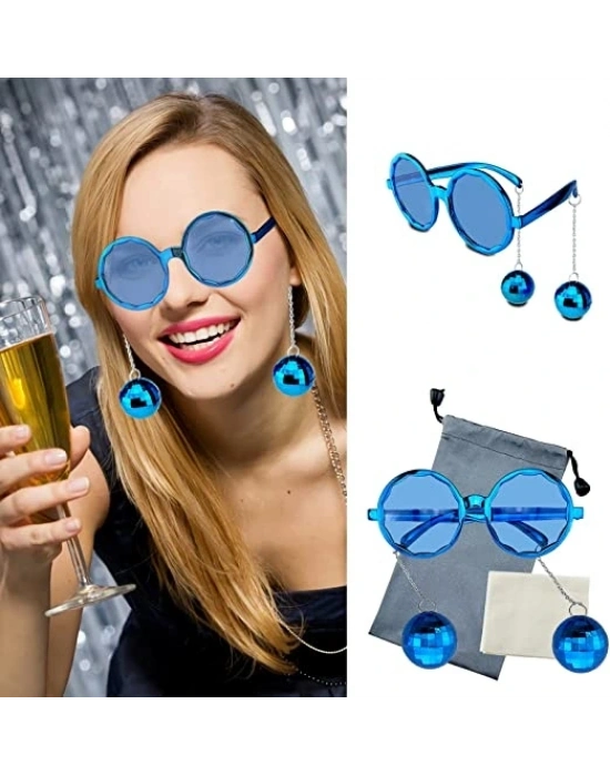 Mavi Renk Disko Toplu Küpeli Parlak Yılbaşı Parti Gözlüğü