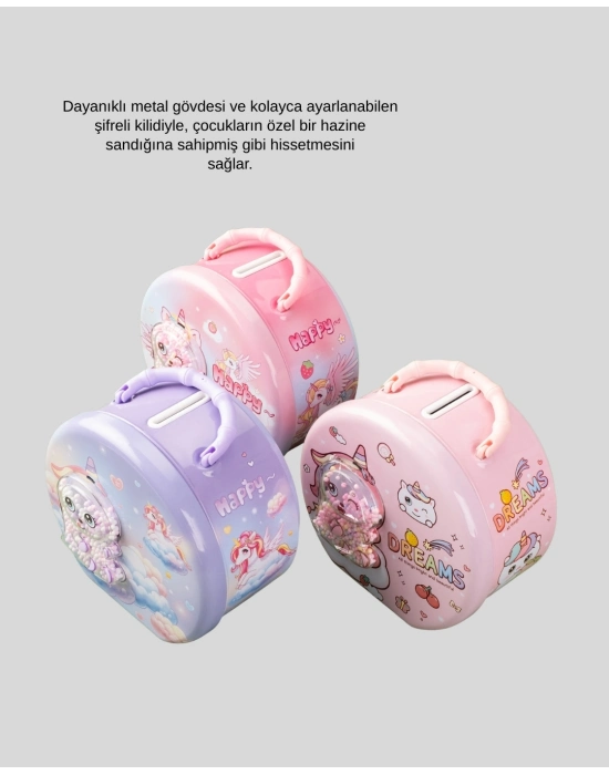 ® Metal Çocuk Para Kasası Ayarlanabilir Şifreli Kilitli