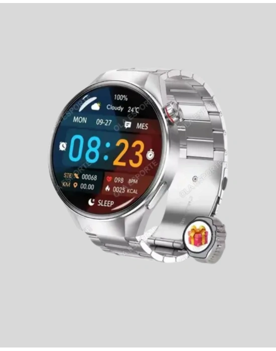 ® Metal Gövdeli AMOLED Akıllı Saat – Kan Oksijen, Nabız ve Arama Fonksiyonlu