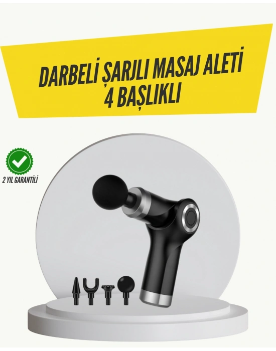 ® Mini Masaj Tabancası 4 Başlık 6 Hız Ayarlı