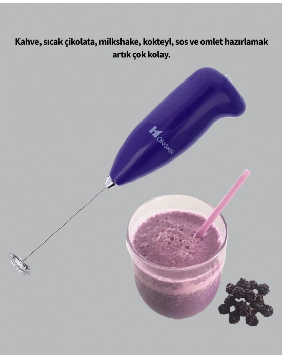 ® Mini Pilli Portatif Karıştırıcı – Cappuccino, Latte, Frappe ve Kahve Köpürtücü