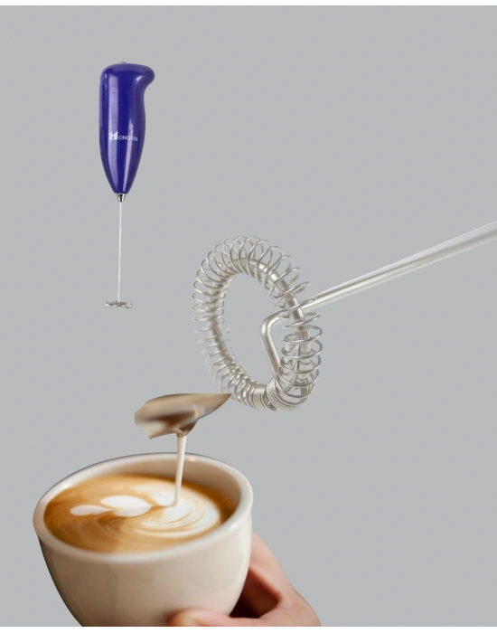 ® Mini Pilli Portatif Karıştırıcı – Cappuccino, Latte, Frappe ve Kahve Köpürtücü