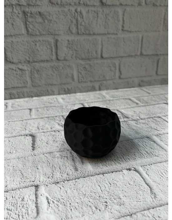 ® Mini Siyah Dekoratif Saksı 5 cm Modern Masaüstü Bitki Saksısı