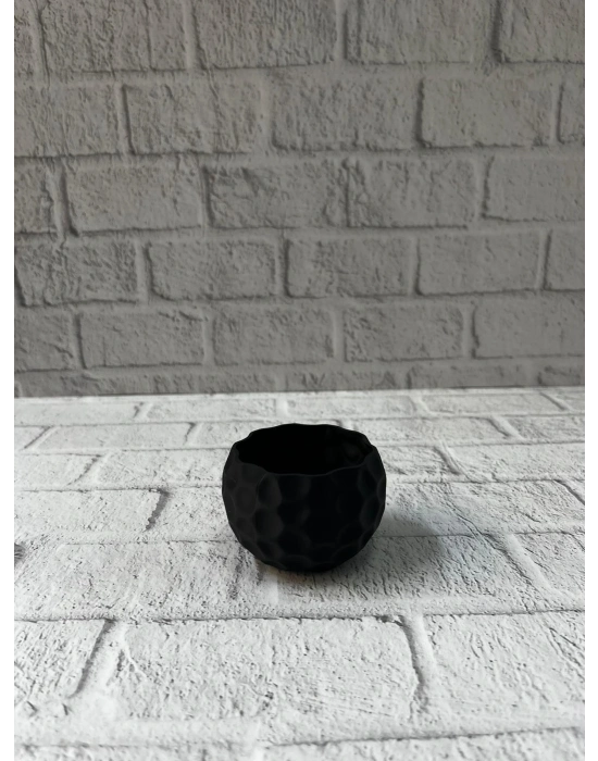 ® Mini Siyah Dekoratif Saksı 5 cm Modern Masaüstü Bitki Saksısı