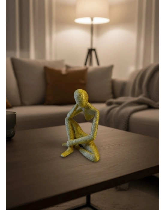 ® Minimal Sarı İnsan Figürü Biblo Ev ve Ofis Dekoru