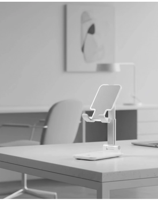 ® Minimal Tasarımlı Masaüstü Telefon Standı Beyaz