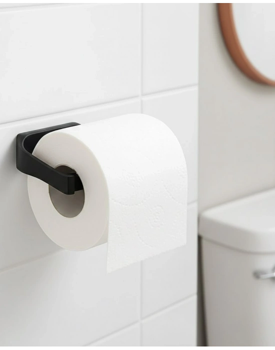® Modern Siyah Tuvalet Kağıtlığı Duvar Tipi Minimal Tasarım Peçetelik