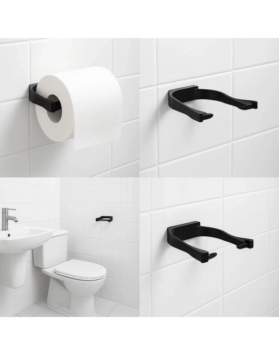 ® Modern Siyah Tuvalet Kağıtlığı Duvar Tipi Minimal Tasarım Peçetelik