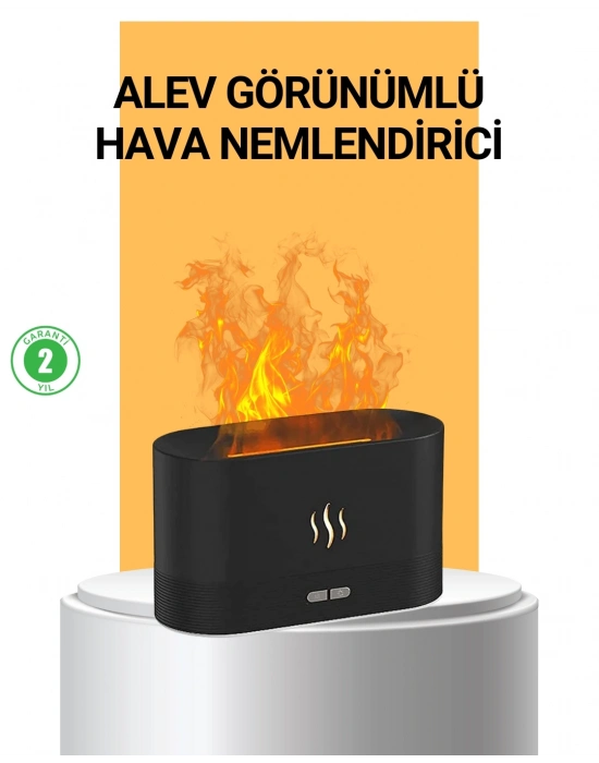 ® Modern Tasarımlı Alev Efektli LED Aromaterapi Hava Nemlendirici