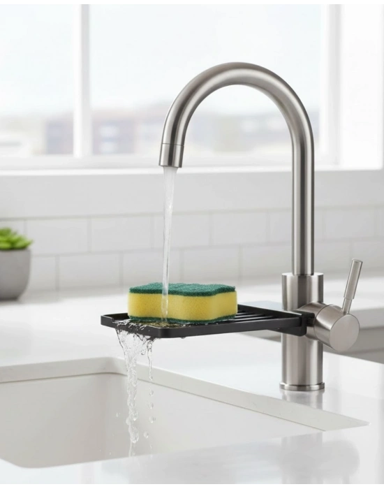 ® Musluğa Monte Süngerlik Damlama Özellikli Mutfak Organizatörü