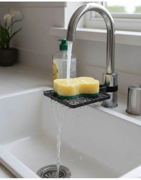 ® Musluğa Monte Süngerlik Damlama Özellikli Mutfak Organizatörü