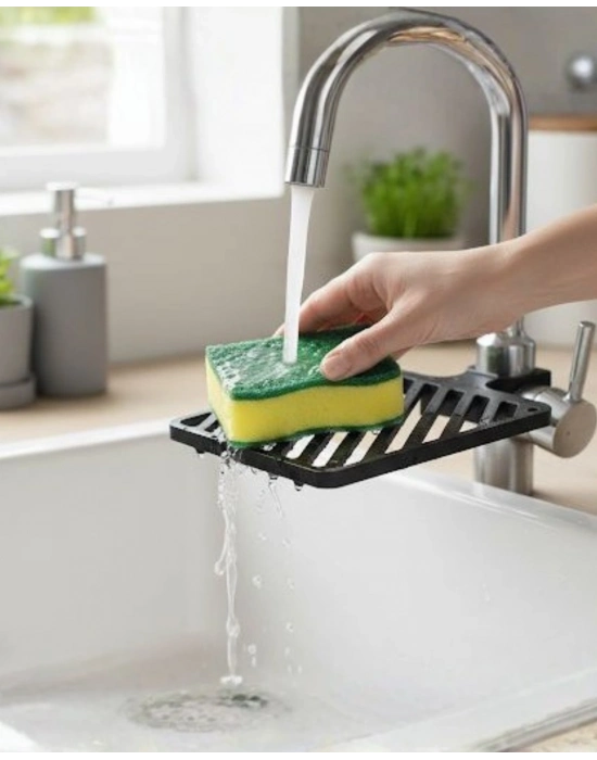 ® Musluğa Monte Süngerlik Damlama Özellikli Mutfak Organizatörü