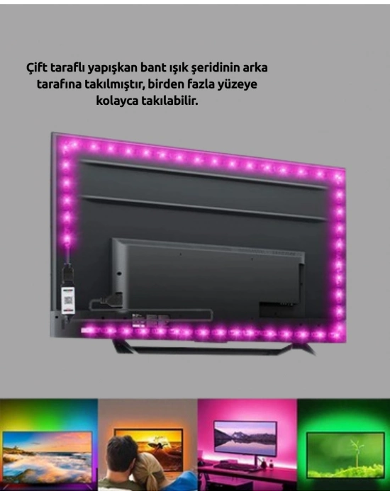 Müzikle Senkronize LED Şerit TV Aydınlatma
