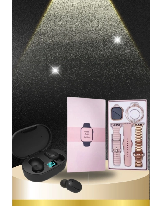 ® Nabız Ölçer Hediye Bileklikli Akıllı Saat ve Dijital Göstergeli Bluetooth Kulaklık Çoklu Şarj Girişi