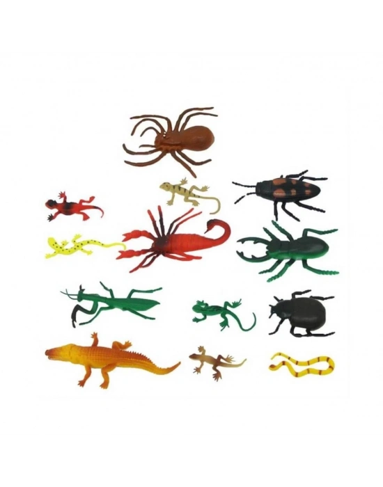 ® 0716 Sürüngenler ve Böcekler Poşetli Hayvan Oyun Seti 13lü