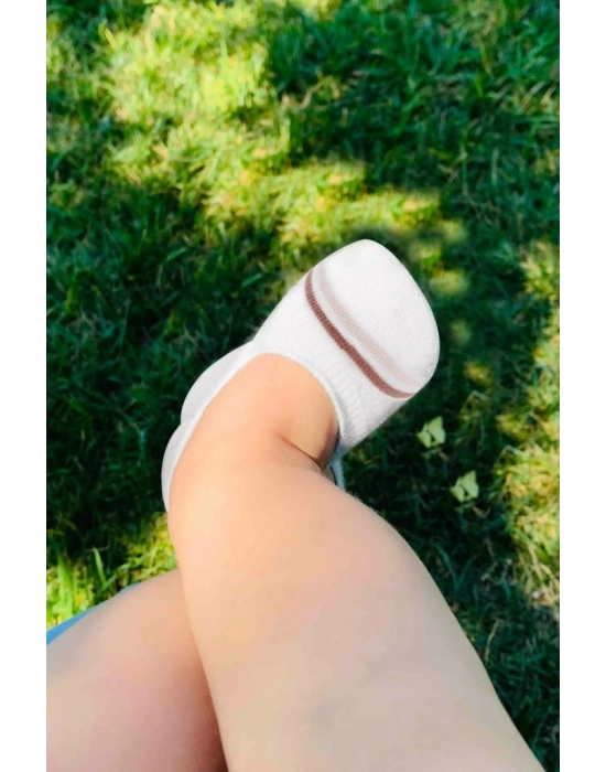 ®   2Li Penye Babet Silikon Çemberli Çorap 30102 Pudra Beyaz