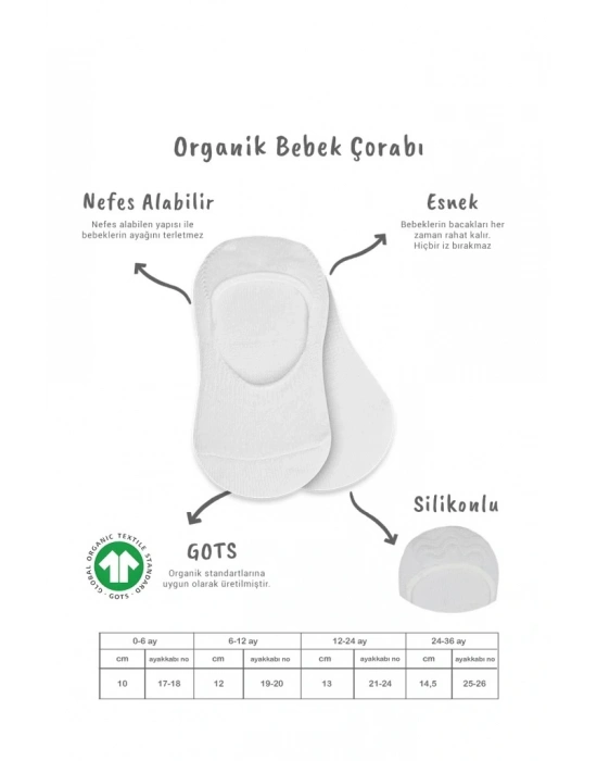 ®   2Li Penye Babet Silikonlu Basic Çorap 30104 Beyaz Beyaz