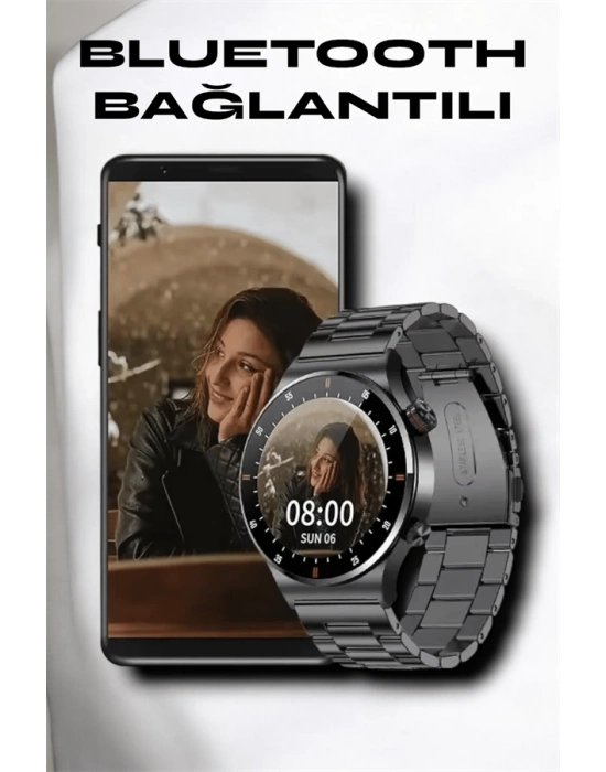 ® NFC ve Kablosuz Şarjlı Akıllı Saat EKG, Nabız & Spor Modları ile iOS ve Android Uyumlu