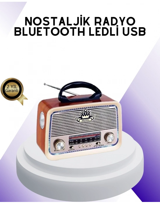 ® Nostalji Bluetooth Radyo FM AM SW Ahşap Eskitme Tasarım