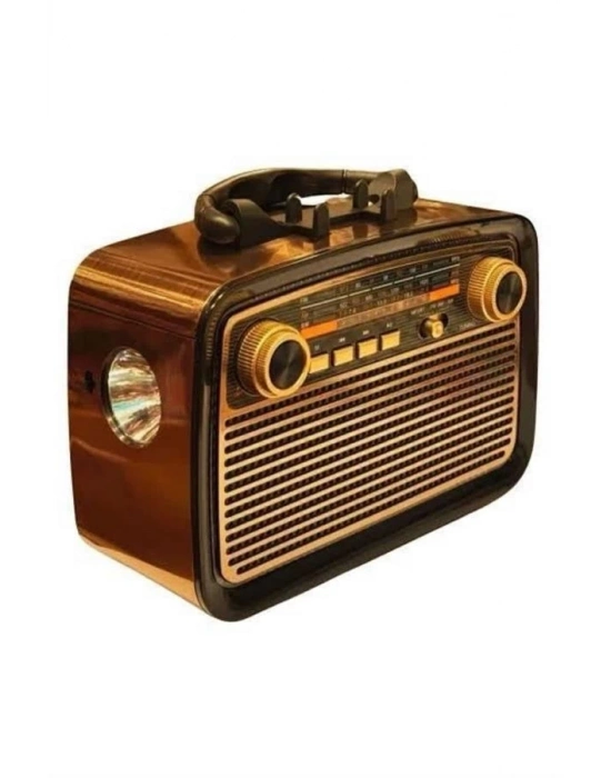 ® Nostalji Radyo Bluetooth Hoparlör USB-SD Kart Giriş Led Fener Işıklı Bataryalı Pilli