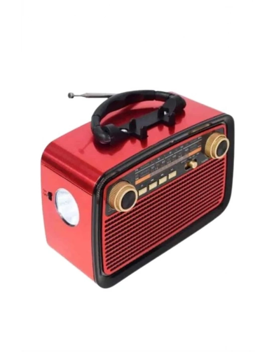 ® Nostaljik Görünümlü Ahşap Radyo TF SD USB Girişli Led Fener Işıklı