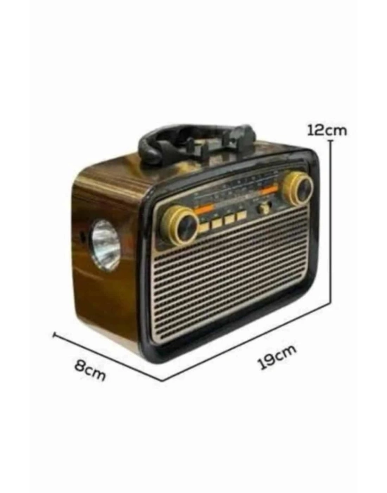 ® Nostaljik Görünümlü Ahşap Radyo TF SD USB Girişli Led Fener Işıklı