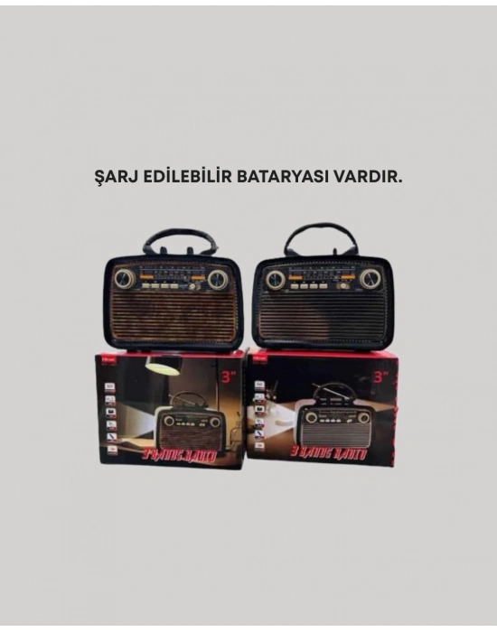 ® Nostaljik Radyo Görünümlü Bluetooth Hoparlör – FM/AM Yayın, Kablosuz Bağlantı, Şarj Edilebilir
