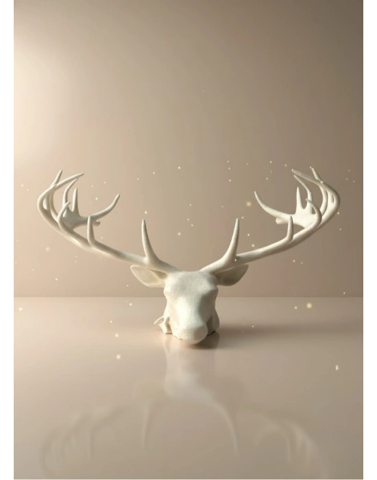 ® odern Geyik Başı Biblo 25 cm Zarif Masa Üstü Dekor