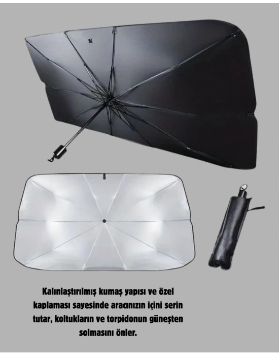 ® Ön Cam Güneşliği – Kalın Kumaş ve Cam Elyaf İskelet ile Maksimum UV Koruma