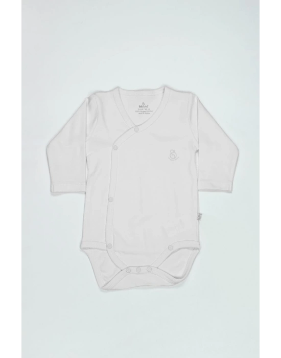 ®   Organik Natural Basic Style Kruvaze Uzun Kol Body BS17102 Beyaz