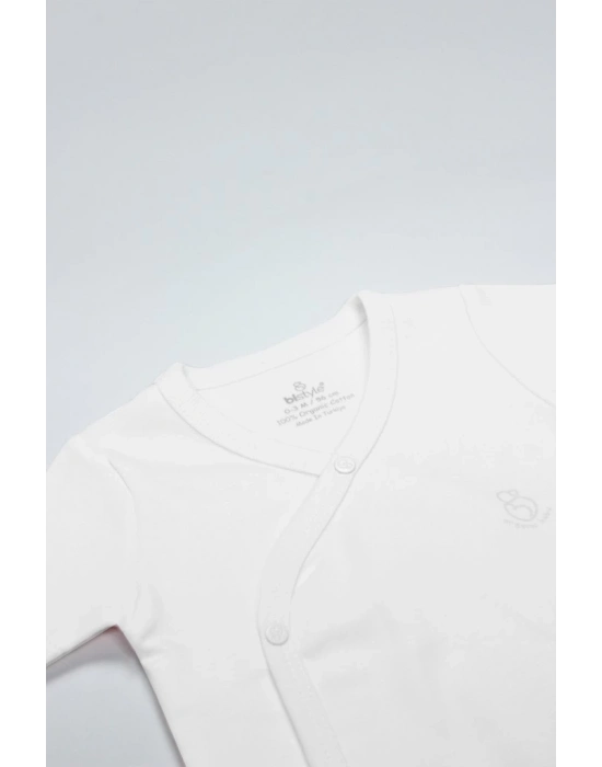 ®   Organik Natural Basic Style Kruvaze Uzun Kol Body BS17102 Beyaz