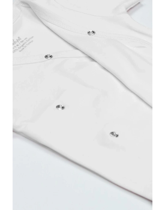 Organik Natural Basic Style Kruvaze Uzun Kol Body BS17102 Beyaz